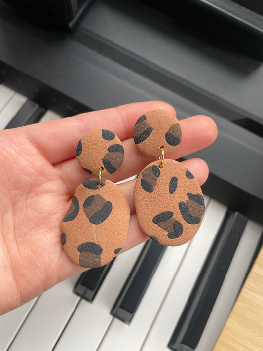 Leopard Print Wavey Clay Earrings