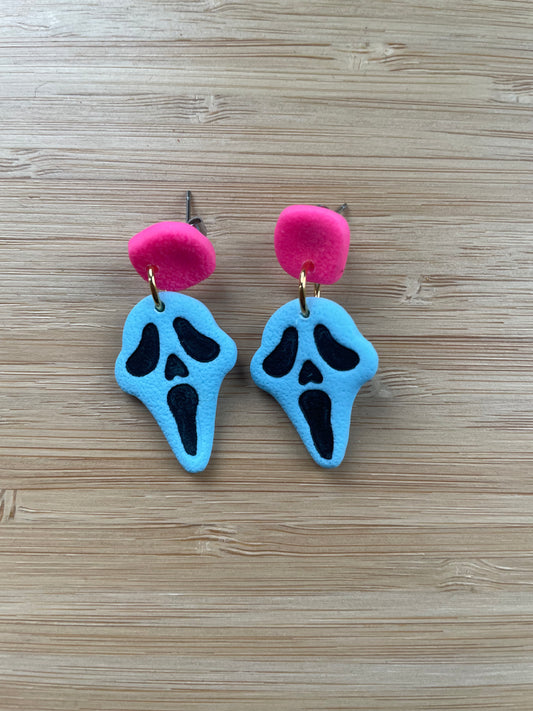 Pink & Blue Ghostface Earrings