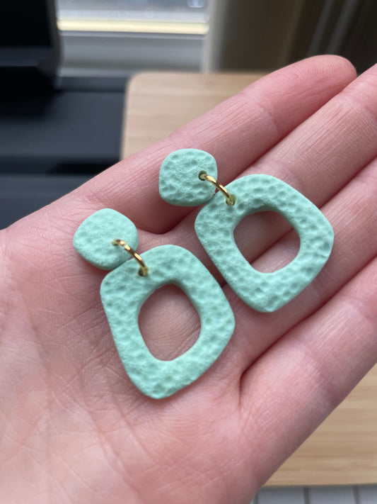 Mint Clay Window Textured Earrings