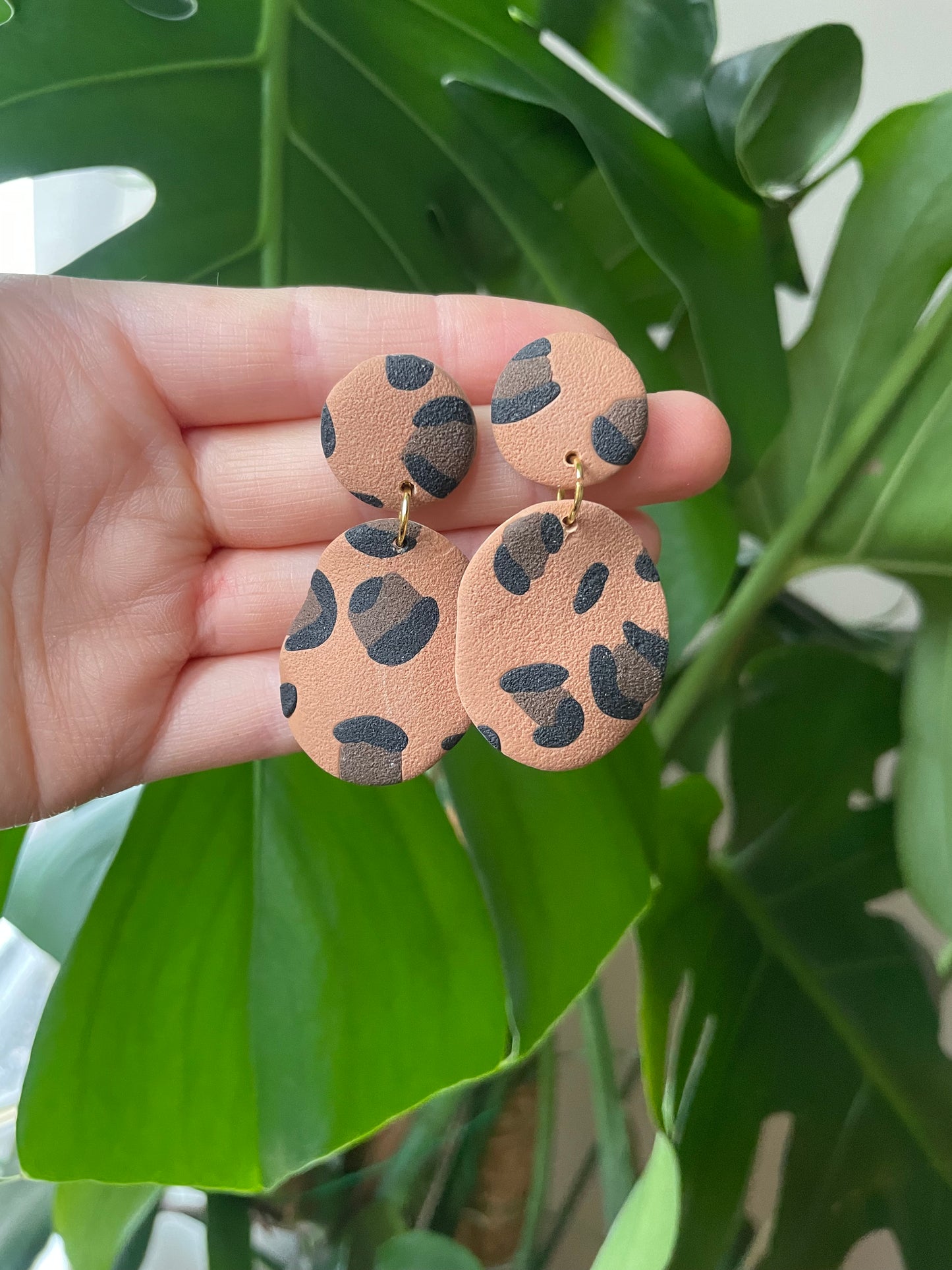 Leopard Print Wavey Clay Earrings