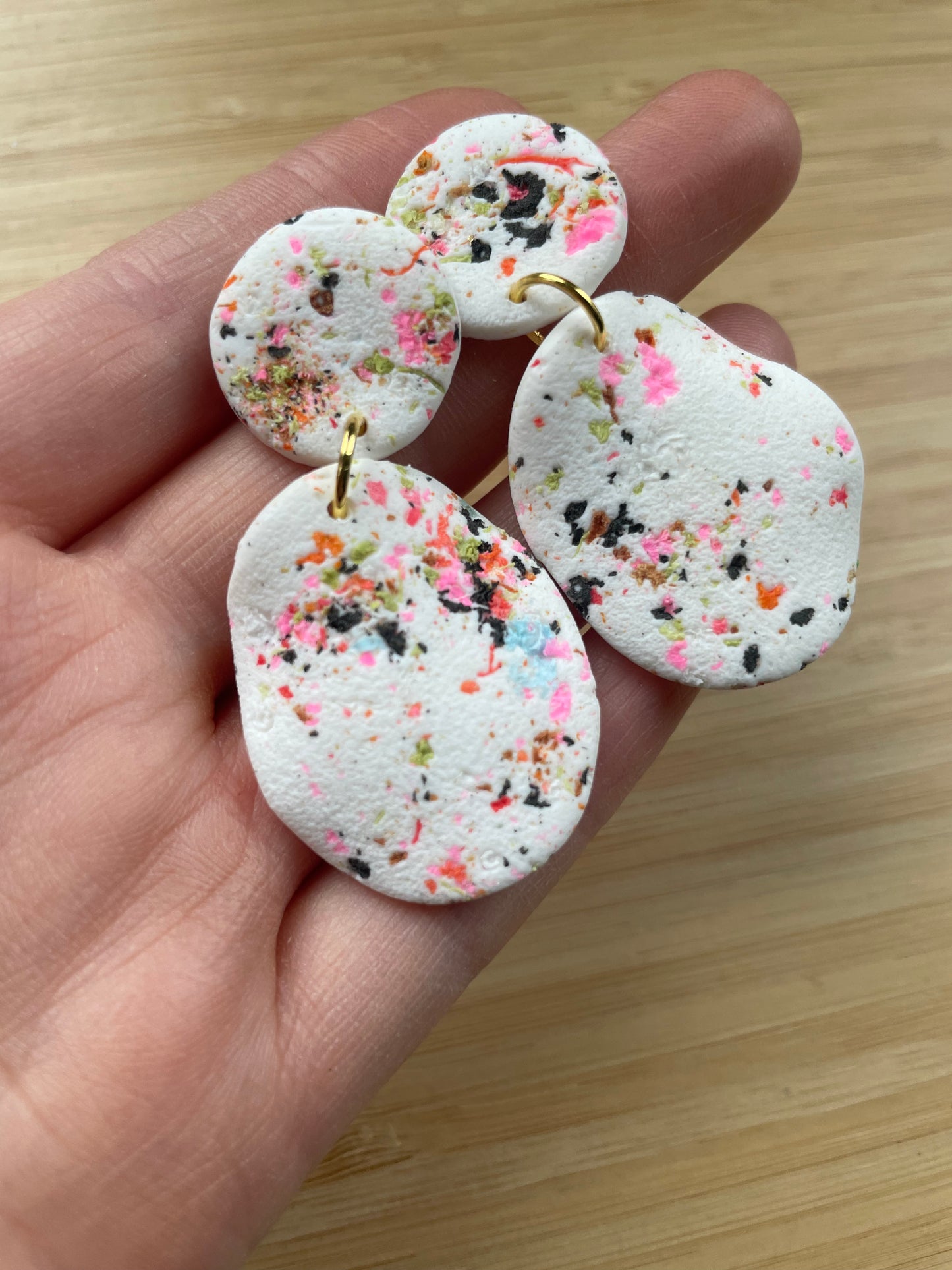 Paint Splatter Sanding Scrap Wavey Earrings