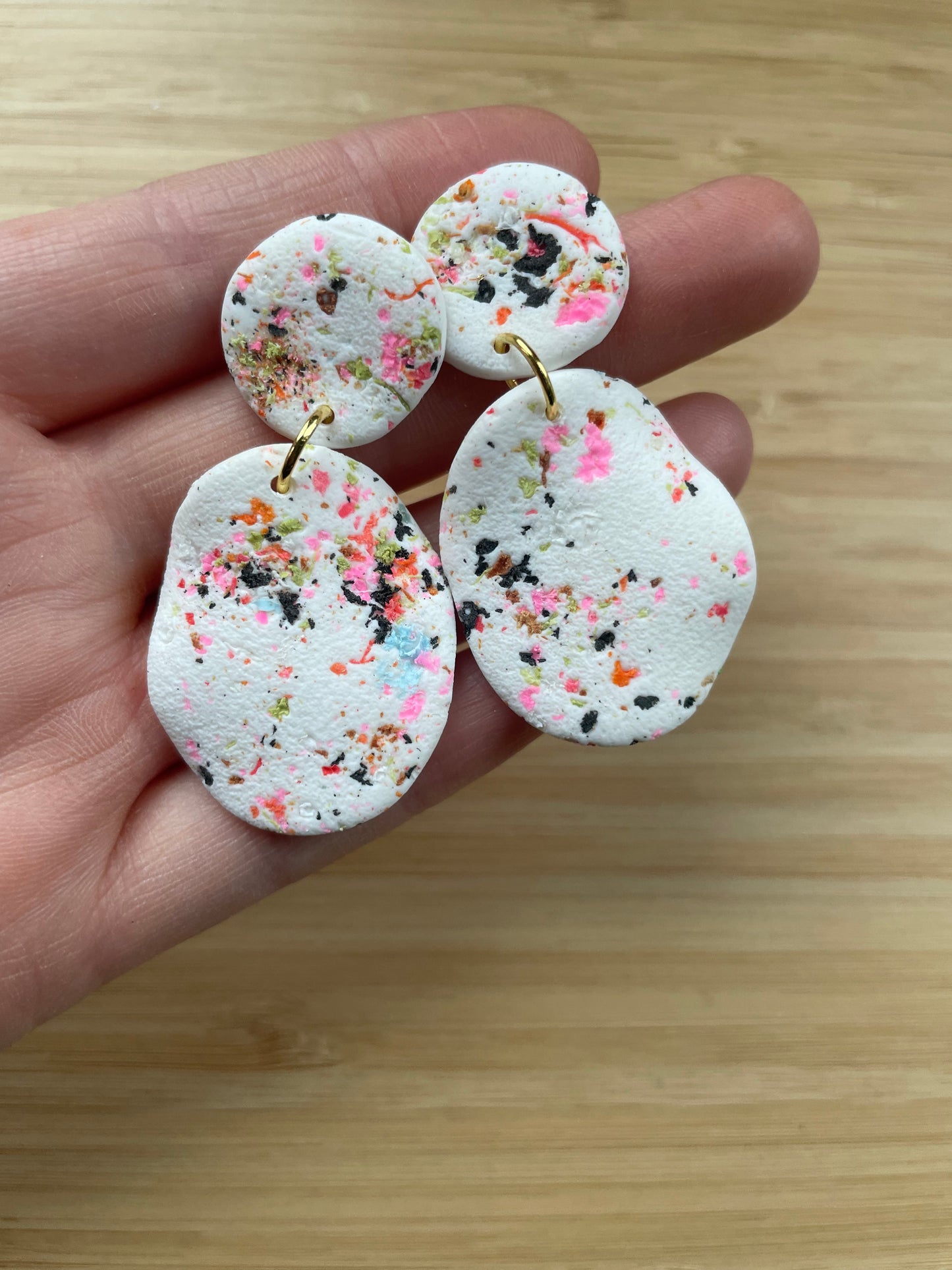 Paint Splatter Sanding Scrap Wavey Earrings