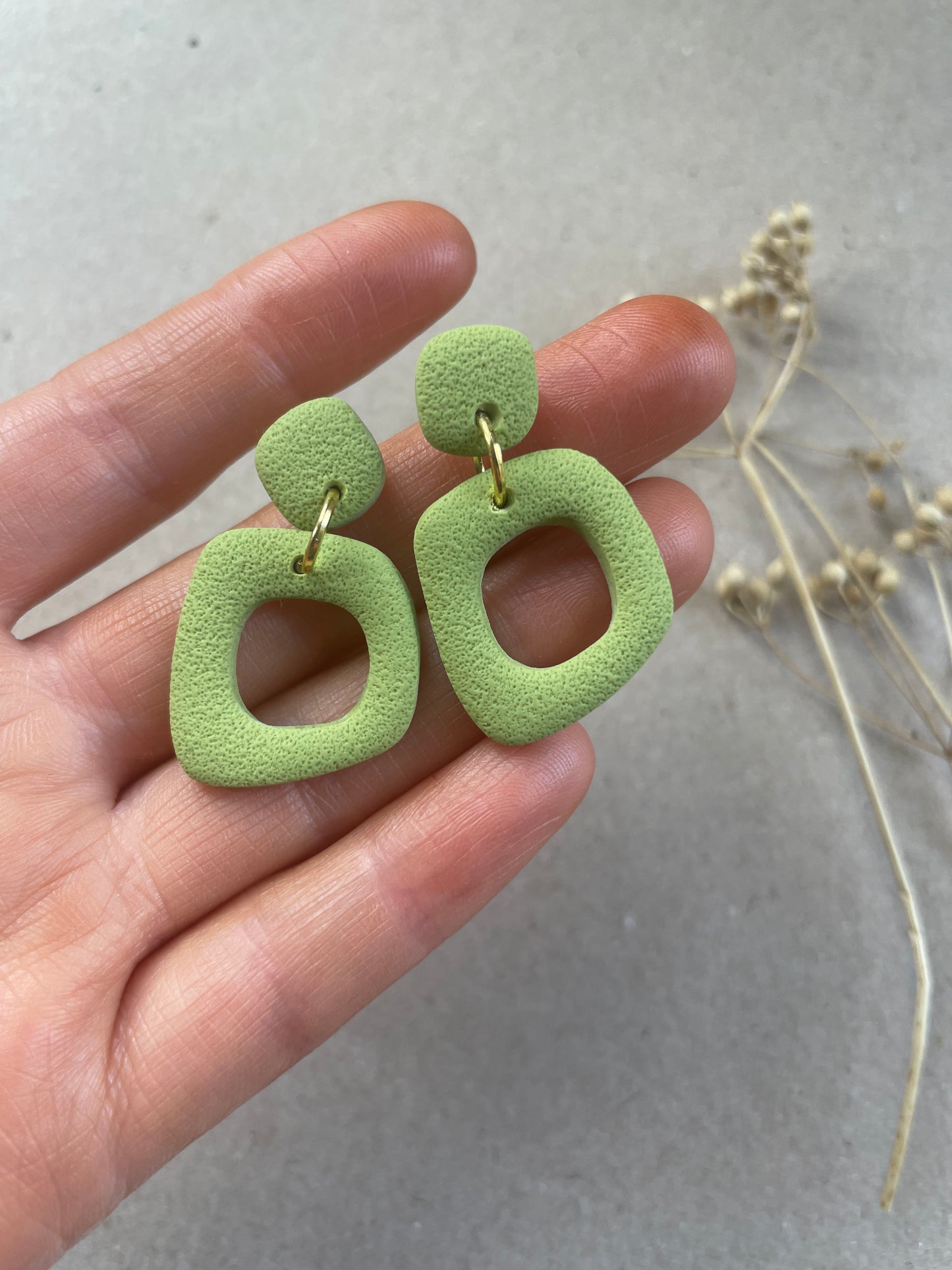 Textured Pistachio Square Earrings