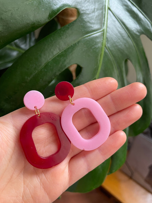 Pink & Red Mismatched Earrings