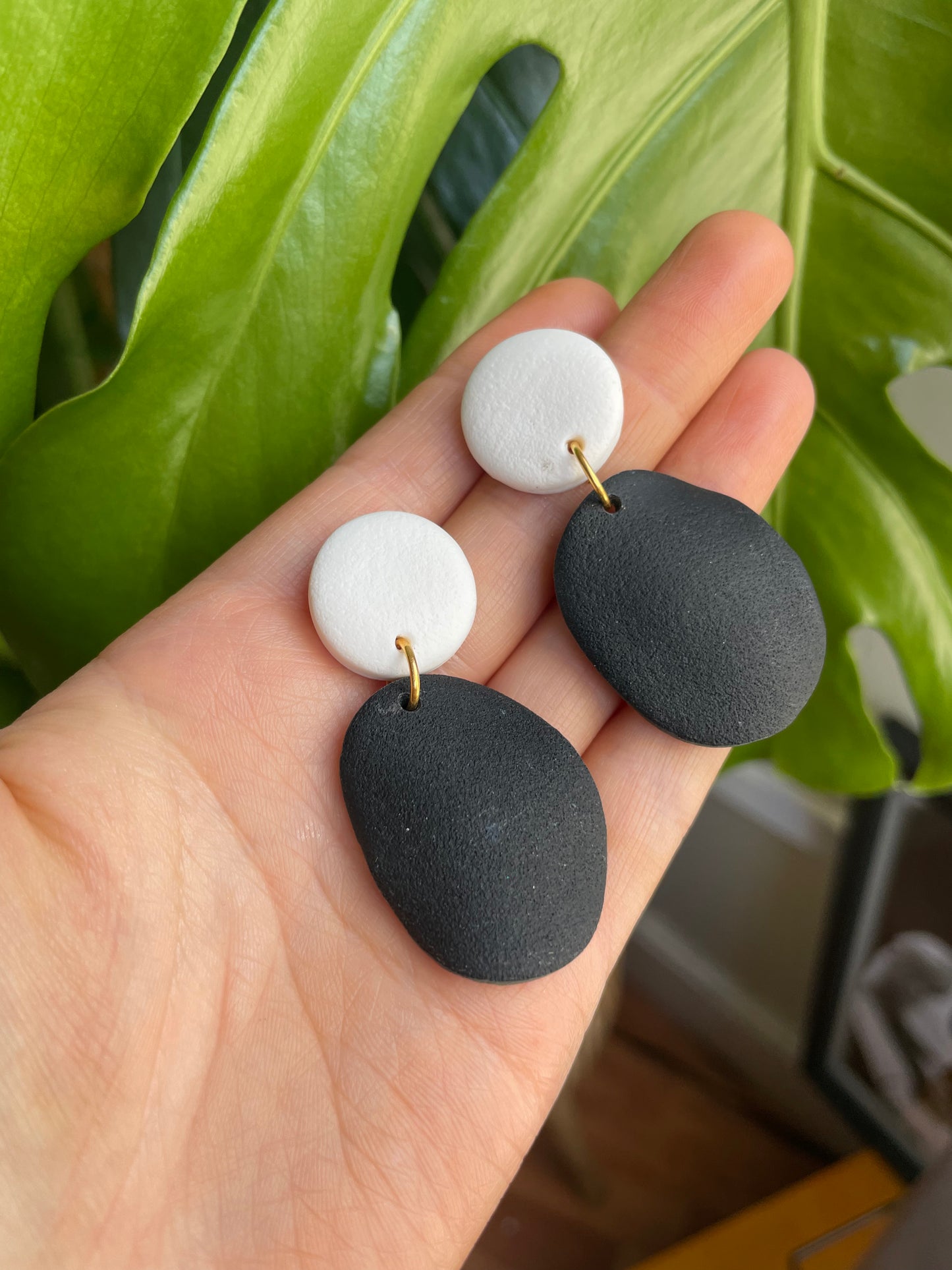 Black & White Textured Wavey Earrings