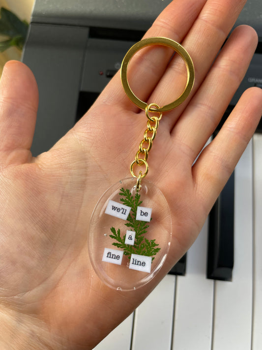 Fine Line Leafy Keyring