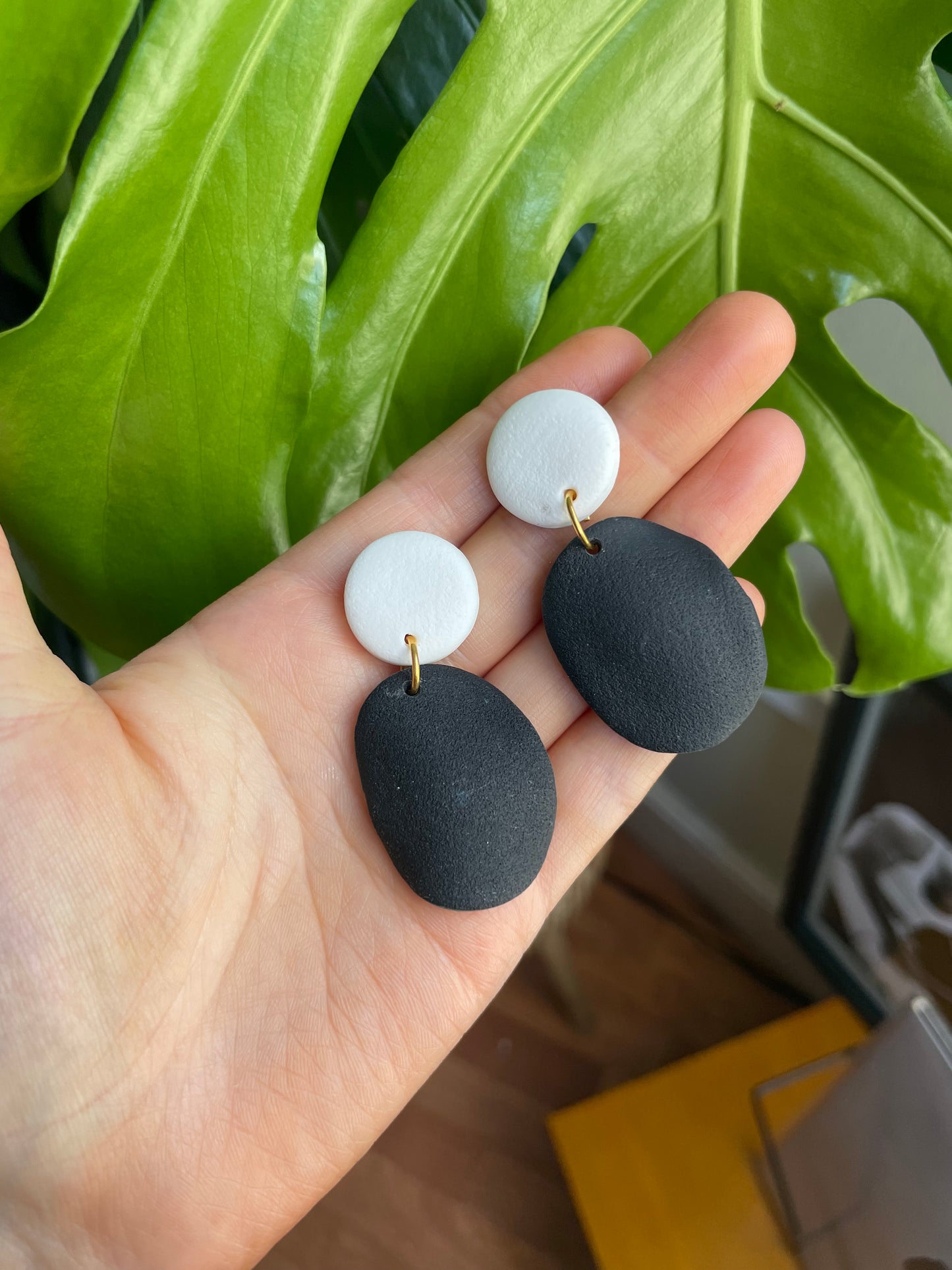 Black & White Textured Wavey Earrings