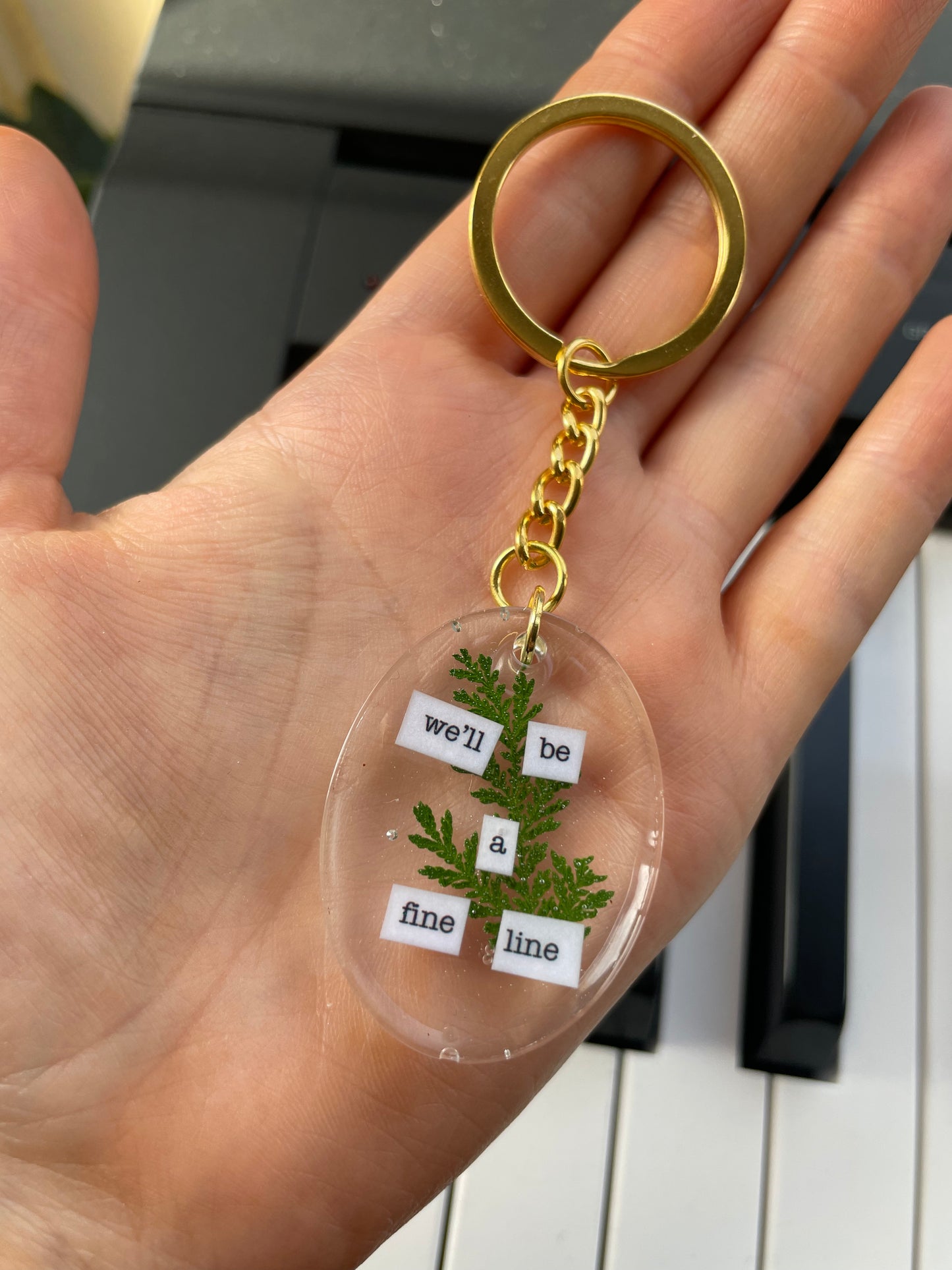 Fine Line Leafy Keyring