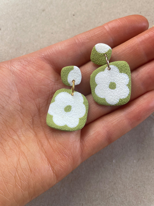 Textured Daisy Square Earrings