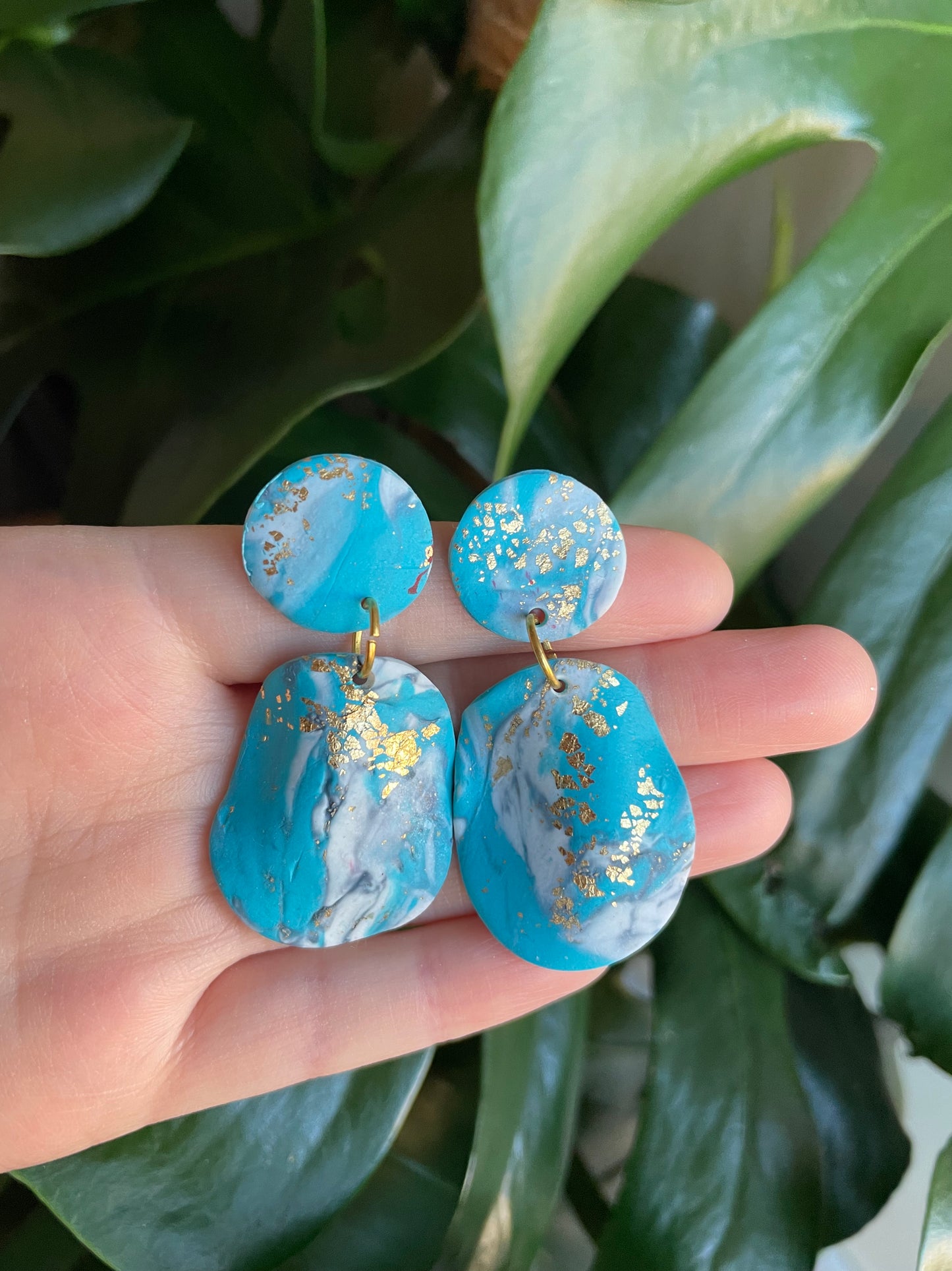 Turquoise Gemstone Clay Earrings mop