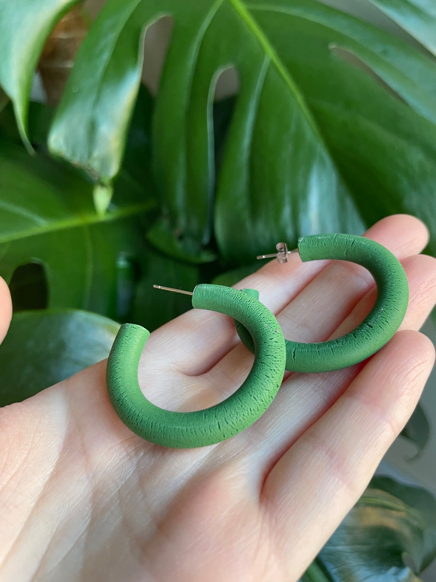 Khaki Small Chunky Hoops