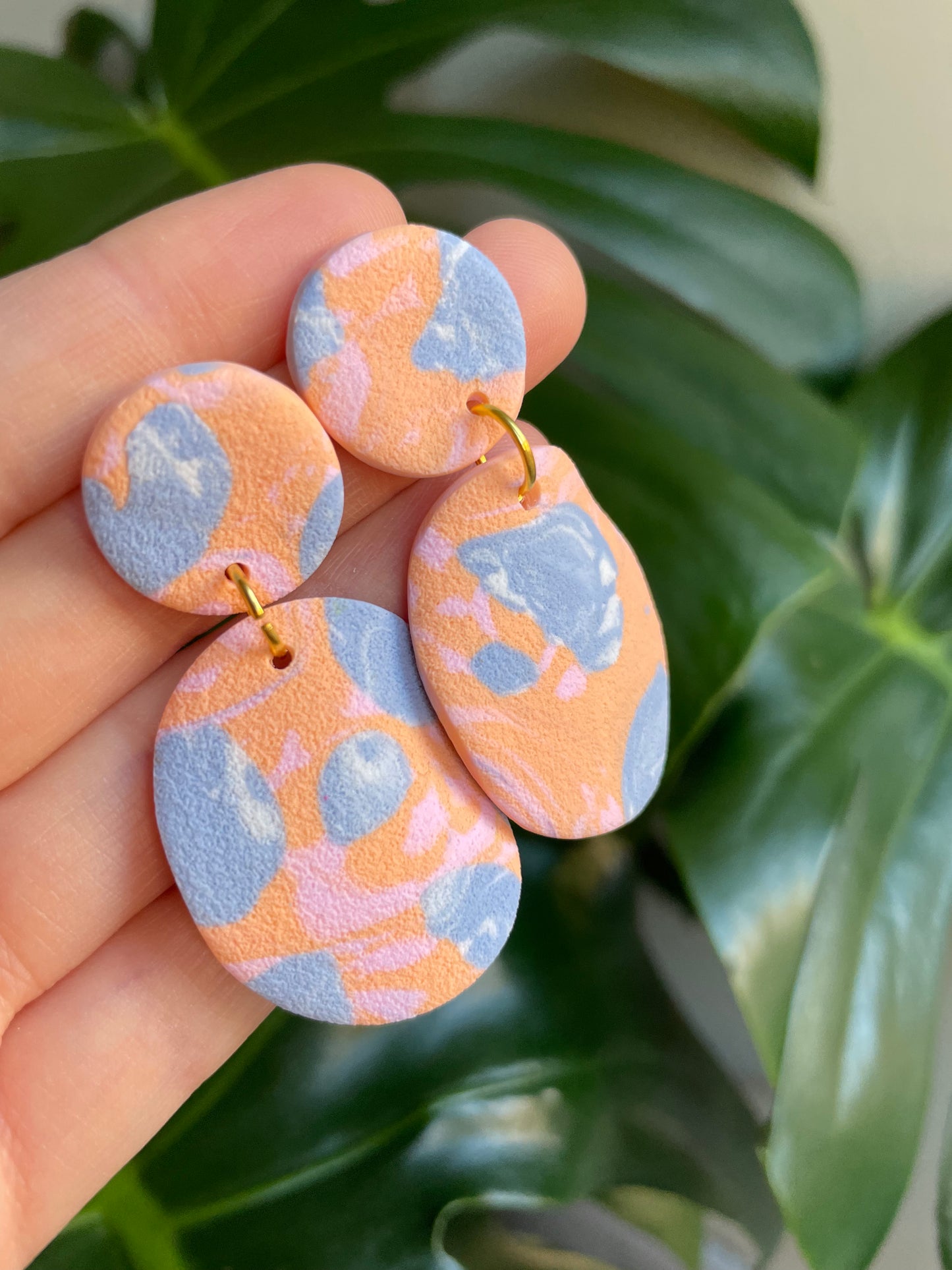 Peachy Sky Textured Wavey Earrings