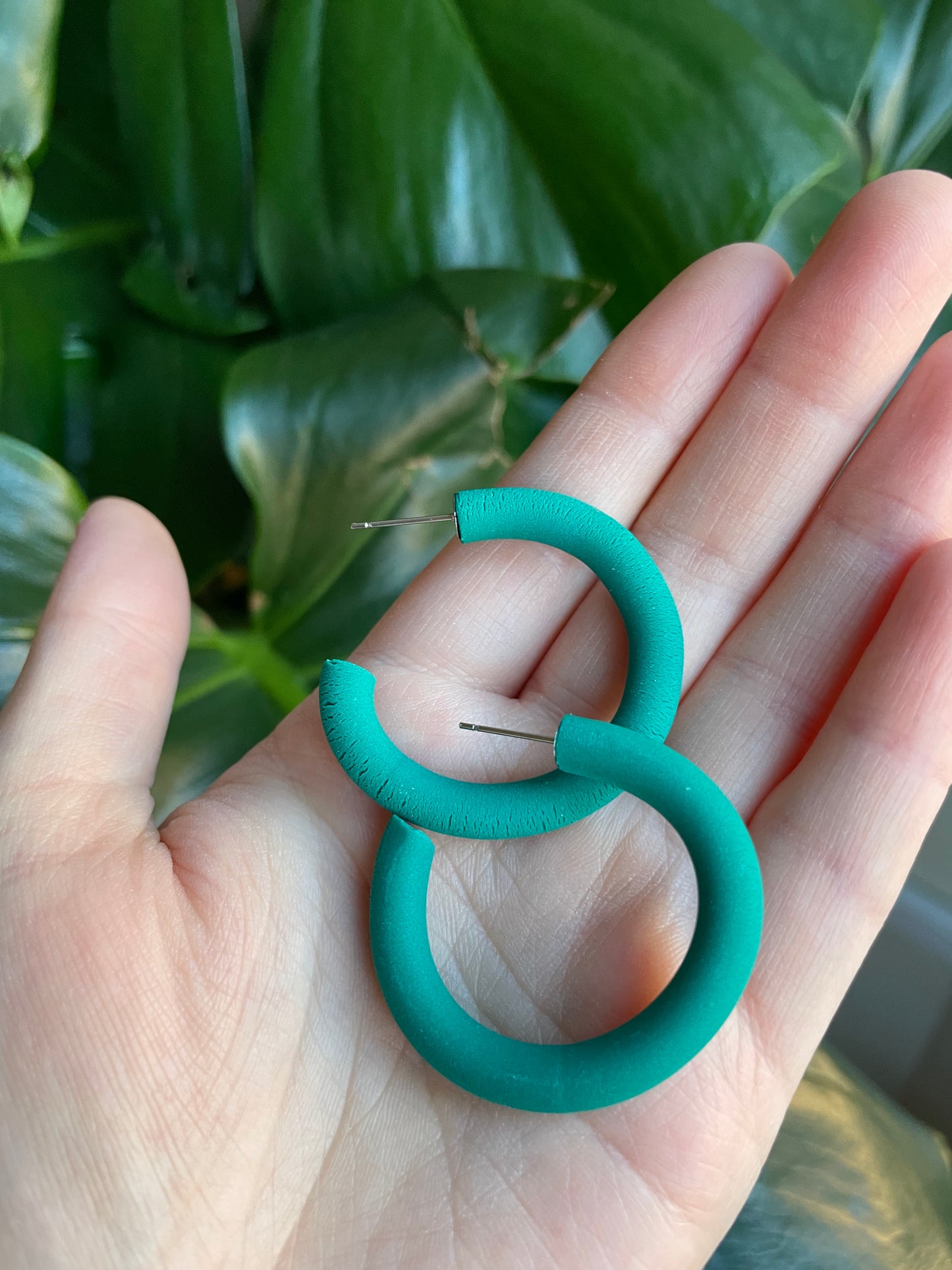 Emerald Chunky Clay Hoops