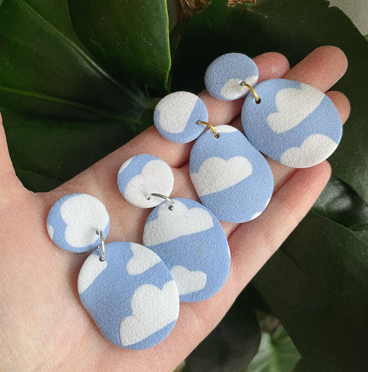 Cloudy Day Textured Clay Earrings