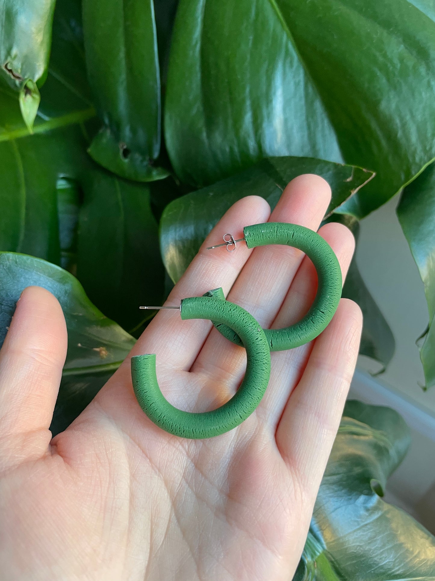 Khaki Small Chunky Hoops