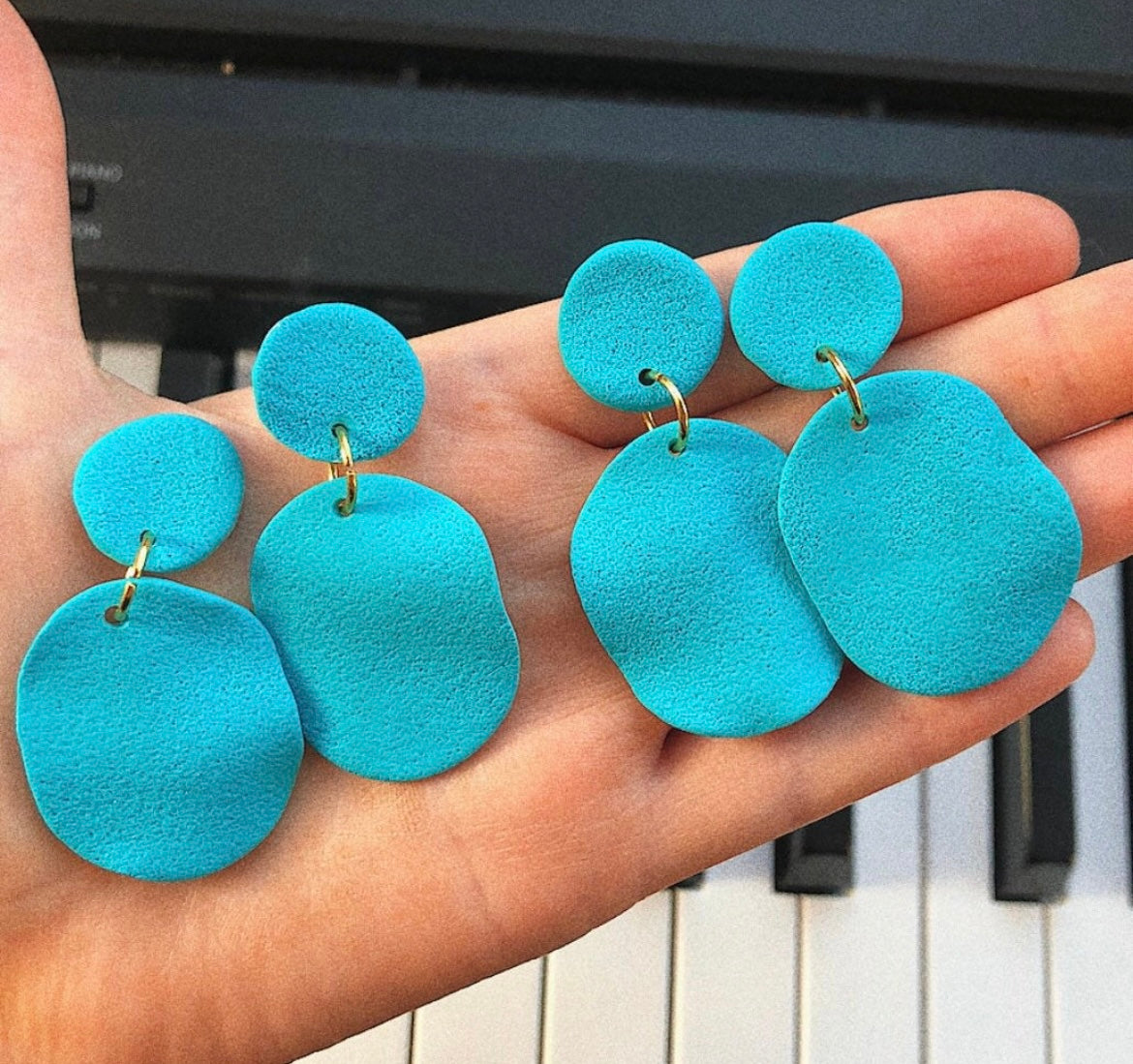 Turquoise Blue Textured Wavey Earrings