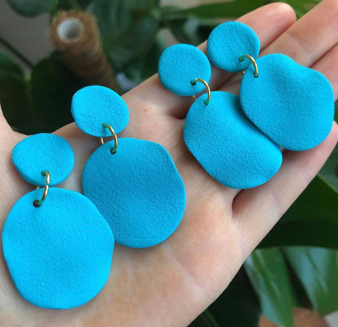 Turquoise Blue Textured Wavey Earrings