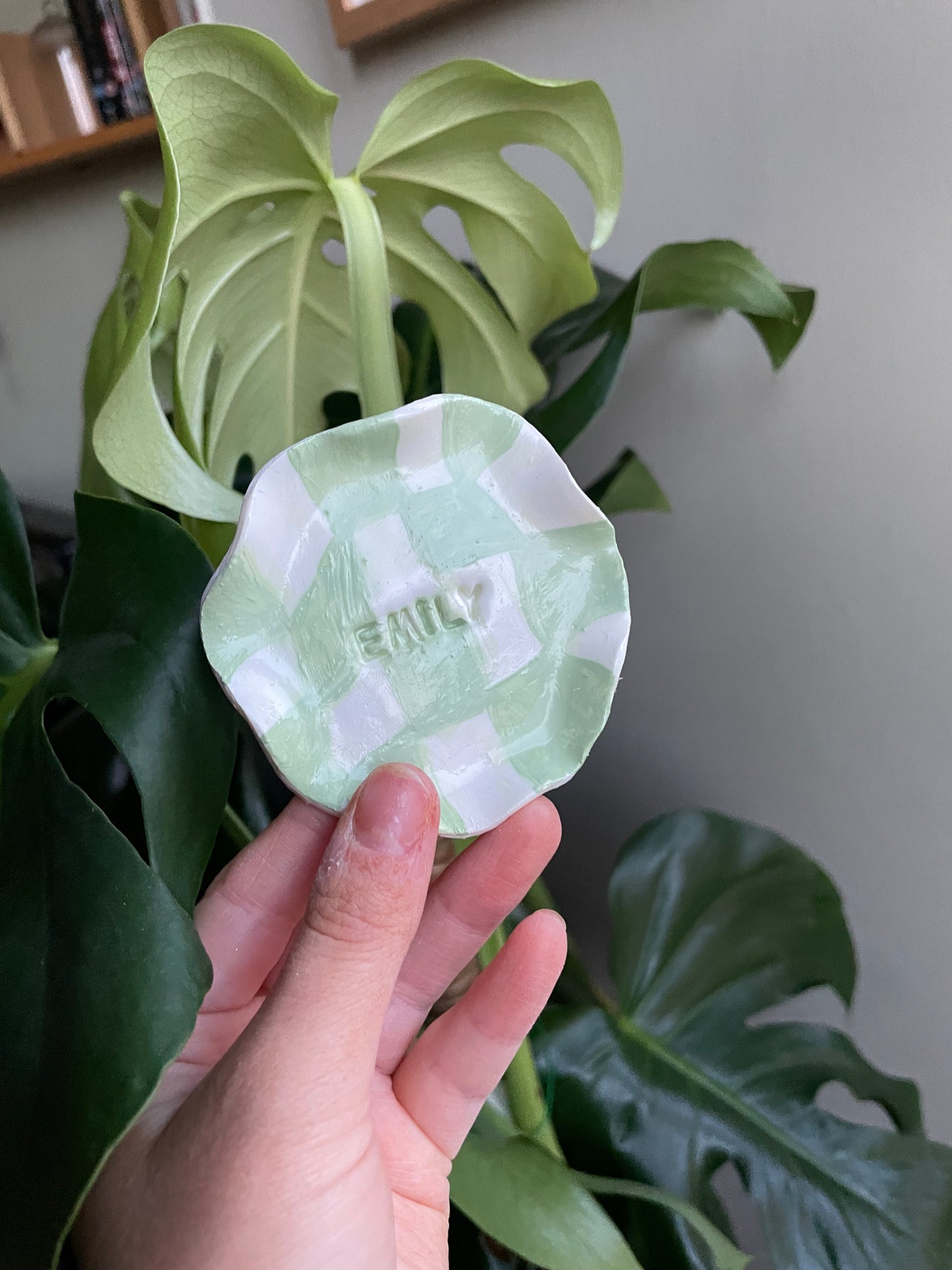 Personalised Checkerboard Squiggle Trinket Dish