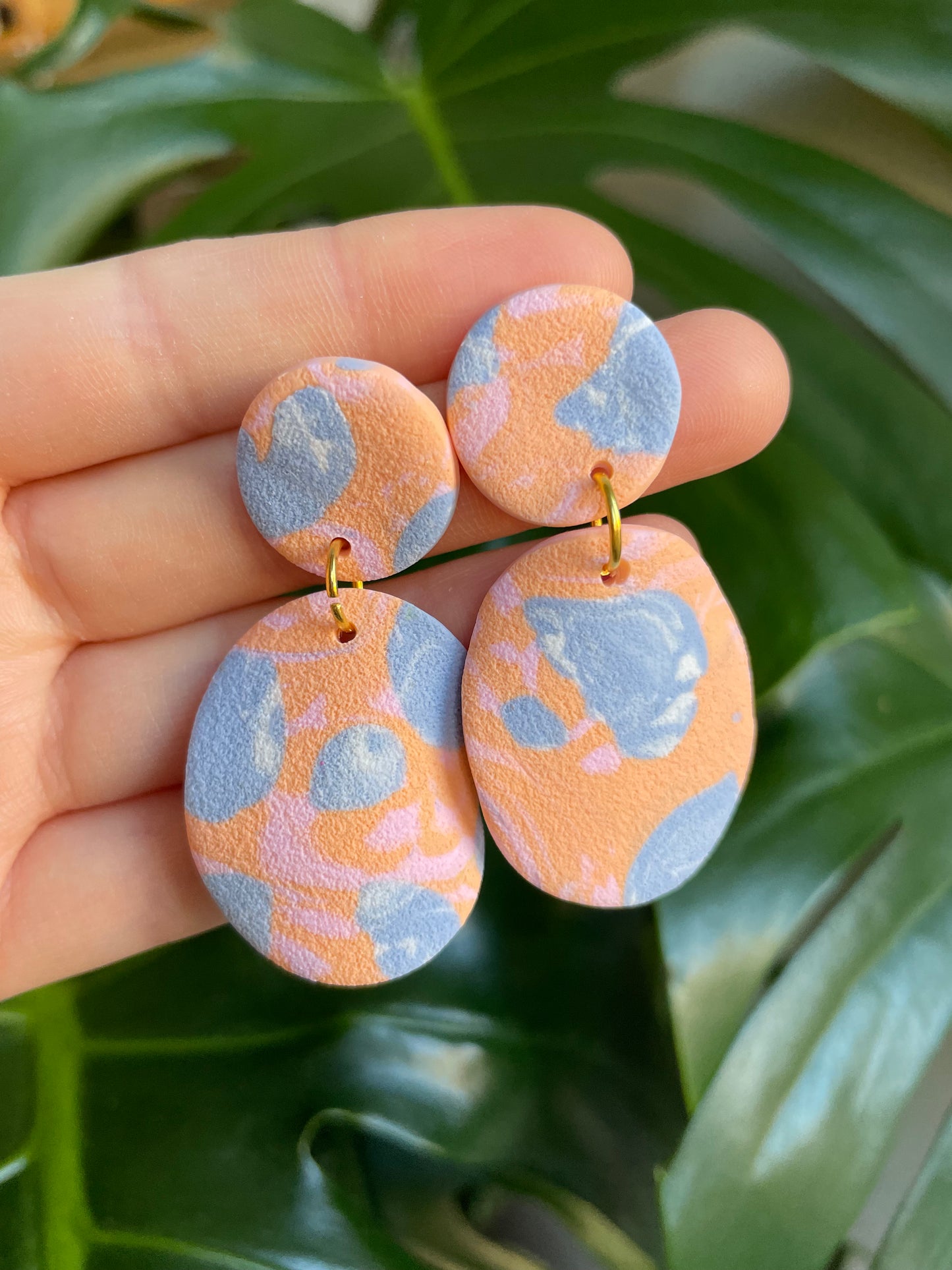 Peachy Sky Textured Wavey Earrings