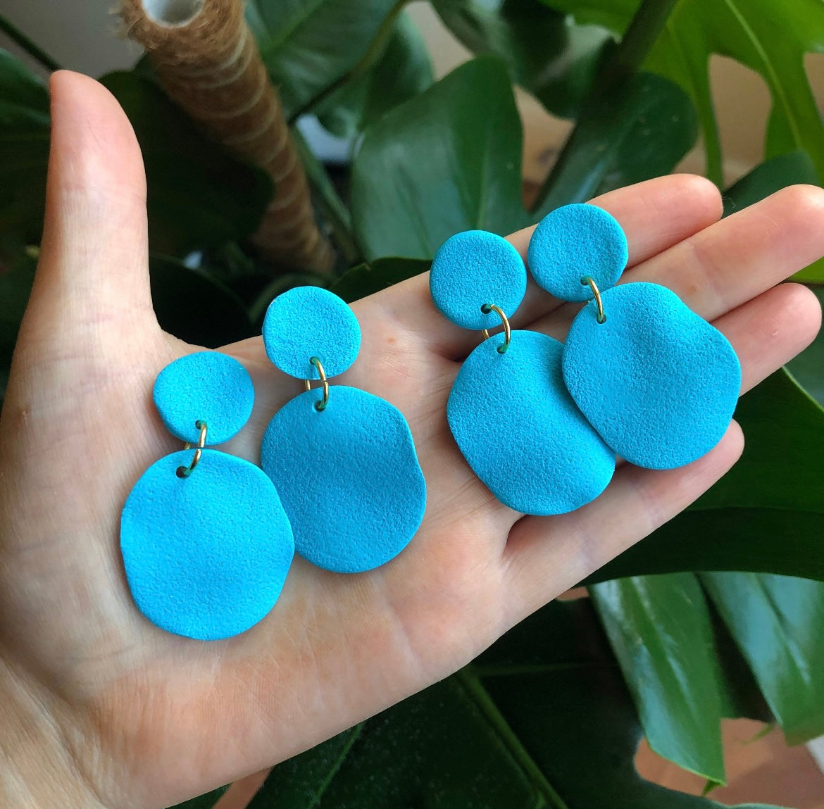 Turquoise Blue Textured Wavey Earrings