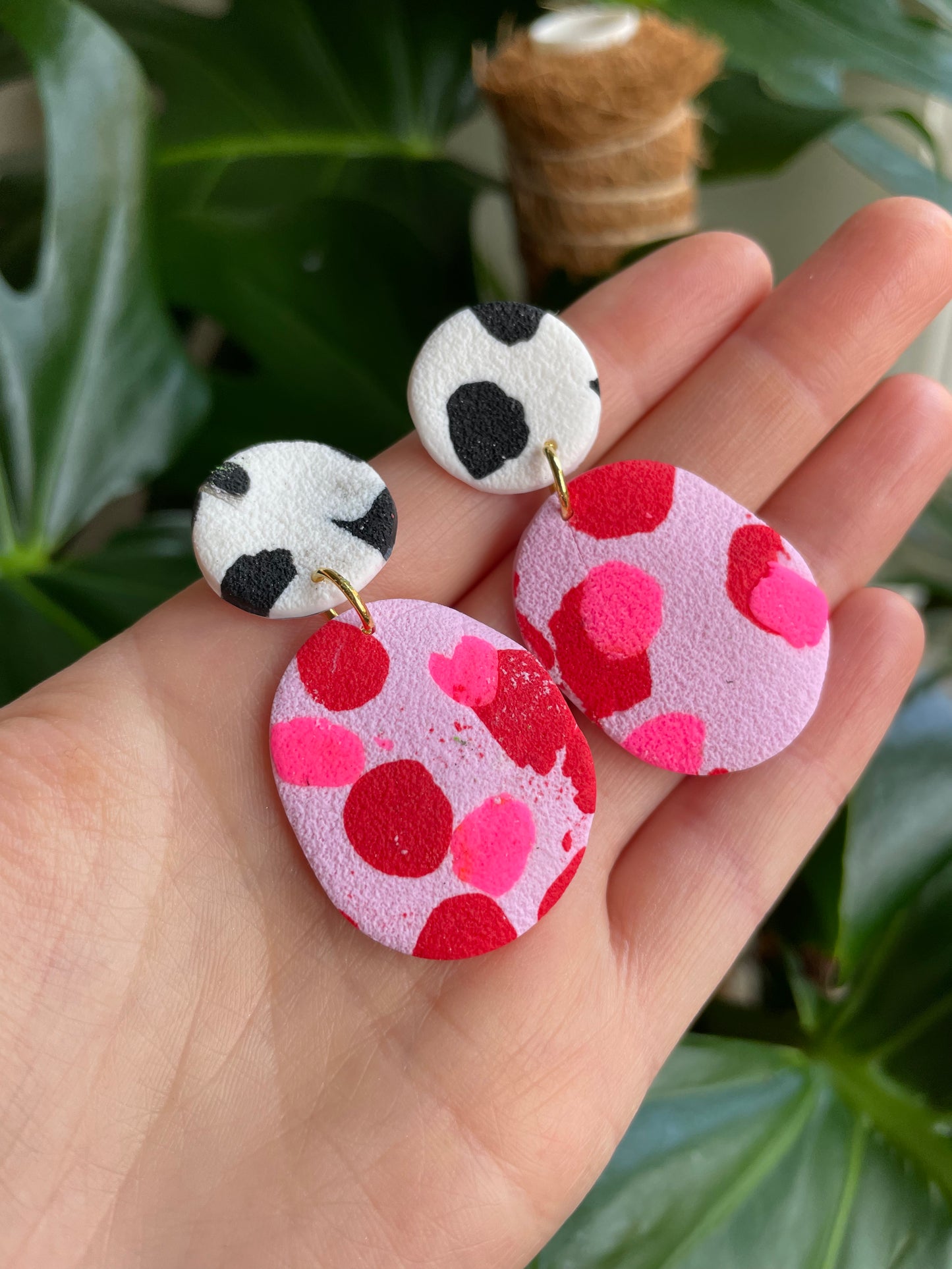 Mixed Cow Print Textured Wavey Earrings