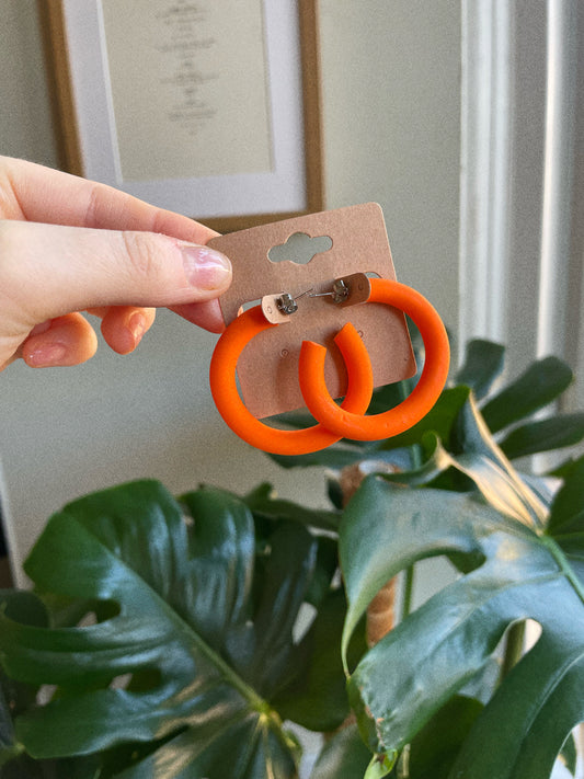 Chunky Clay Hoops - Tangerine