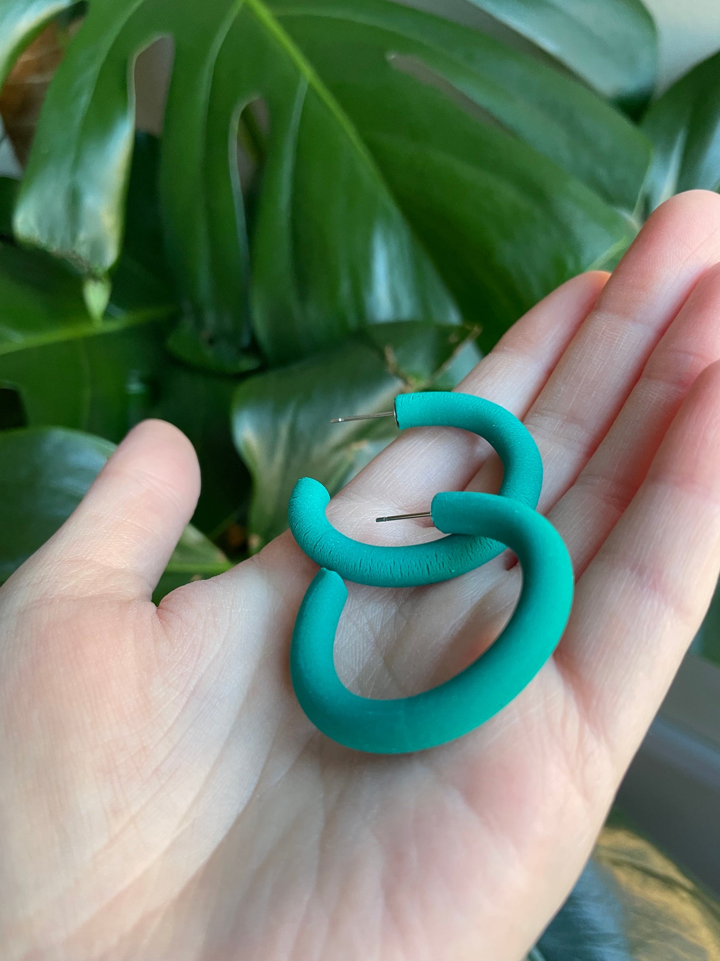 Emerald Chunky Clay Hoops