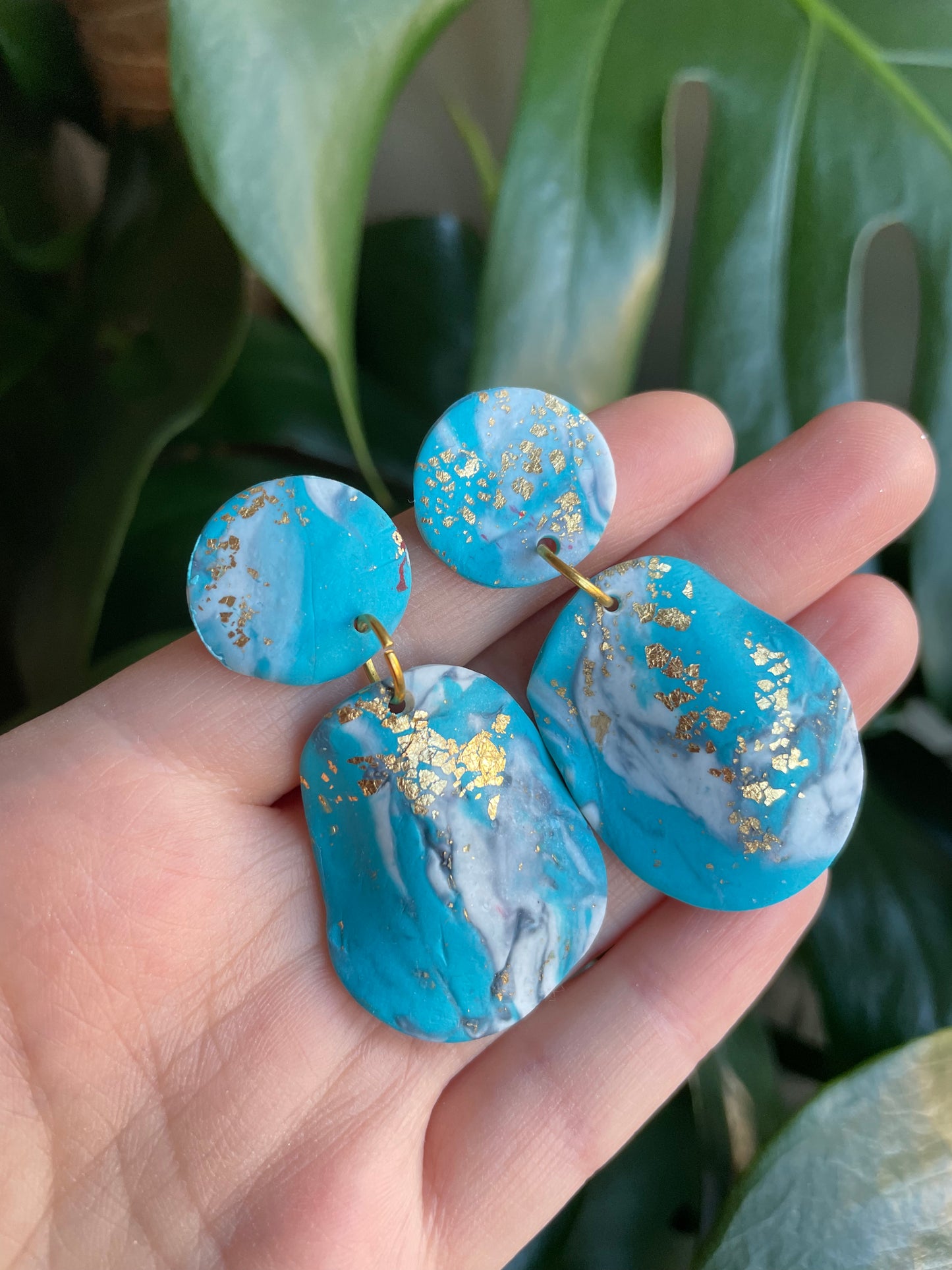 Turquoise Gemstone Clay Earrings mop